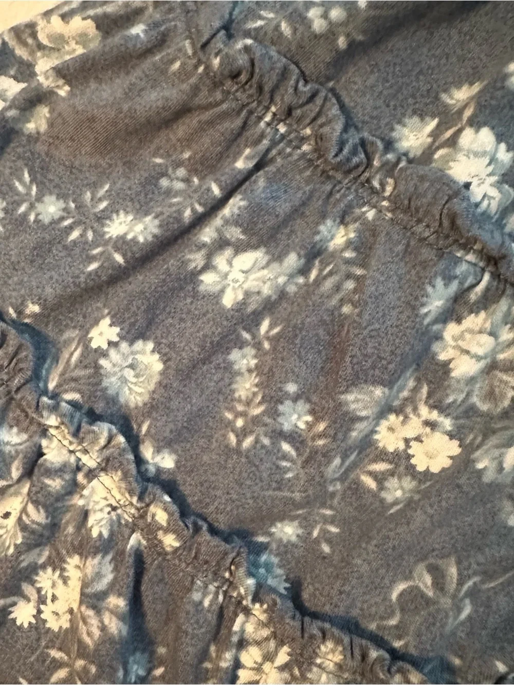 Polo Ralph Lauren Floral Smocked Cotton Jersey Dress Tiered Girls 4 Blue Gray